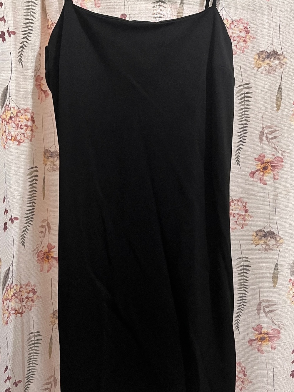 Classic Black Slip Midi Dress with Slim Straps